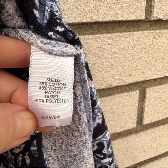 J. Jill Boye White Boho Smocked Midi Skirt Tassel Drawstring Tie - Picture 11 of 12